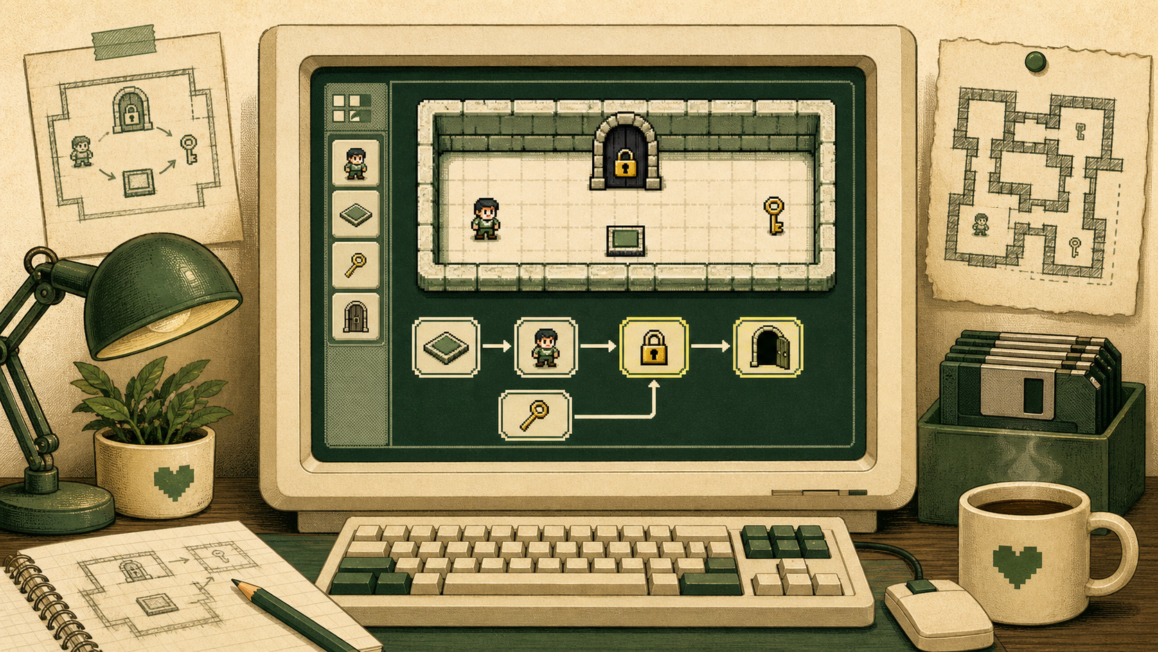Your No-Code Door Should Teach One Cause Before It Locks a Dungeon